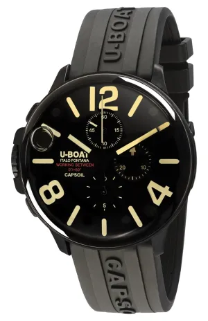 U-Boat Capsoil Chronograph Black DLC Steel Black Dial Black Rubber Strap Mens Watch 8109