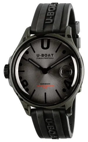 U-Boat Darkmoon Camouflage Black PVD Gray Dial Black Rubber Strap Quartz Mens Watch 9550