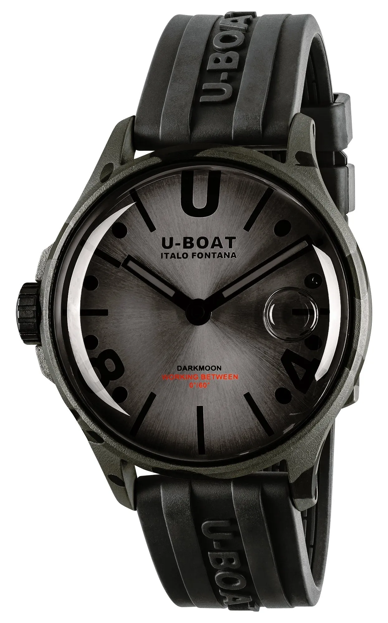 U-Boat Darkmoon Camouflage Black PVD Gray Dial Black Rubber Strap Quartz Mens Watch 9550